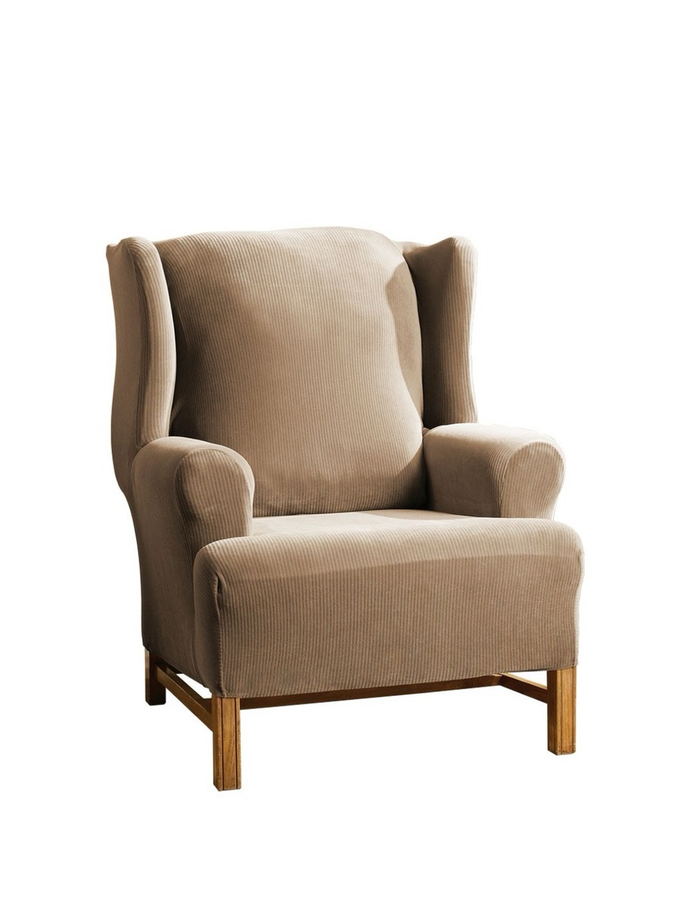 Sure Fit Beach House Tan Stretch Rib Wing Chair Slipcover NWT